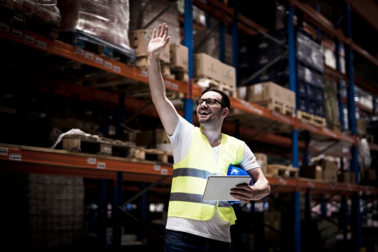 clocking in a warehouse with tiktok video